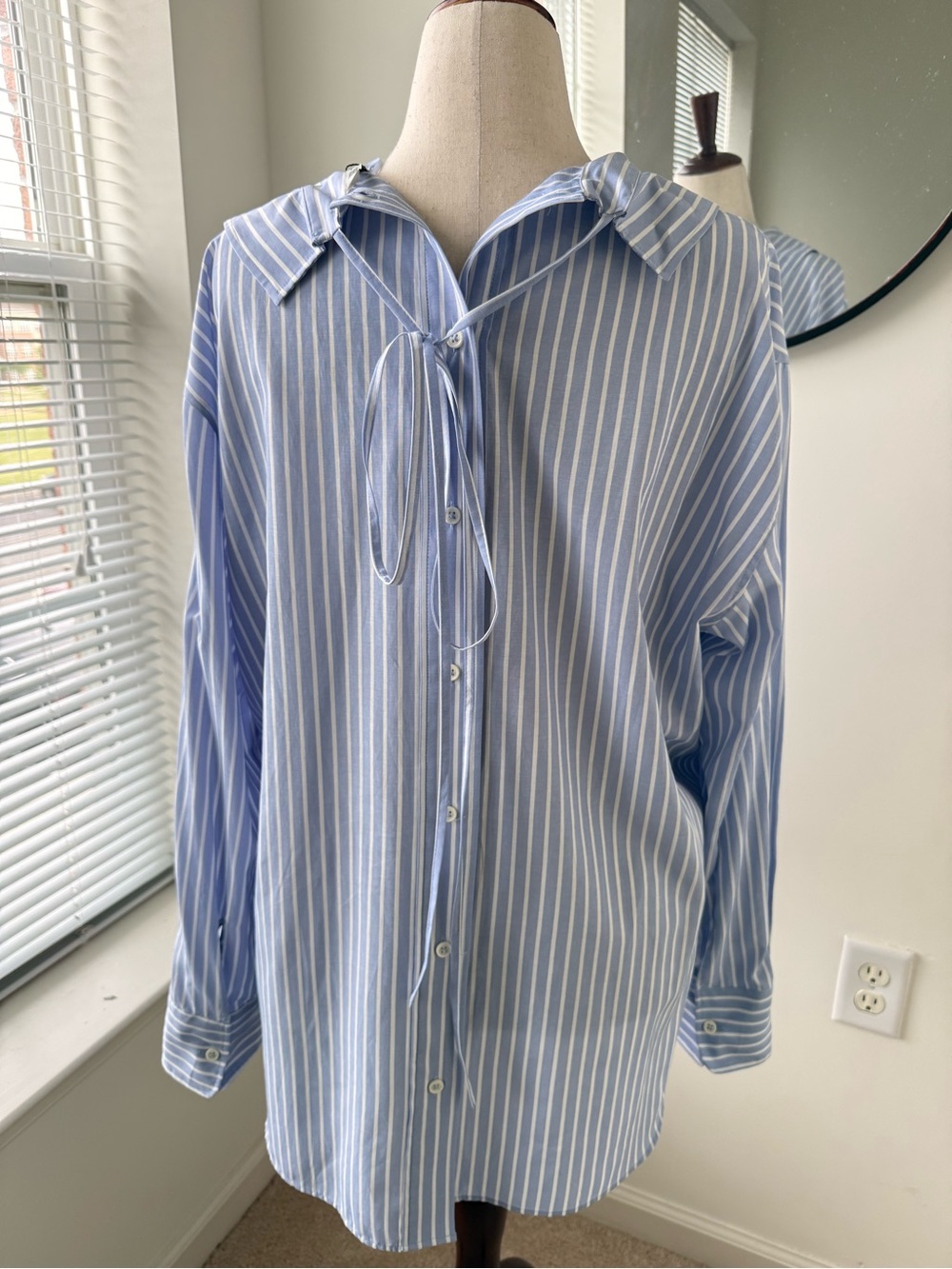 Zara Light Blue & White Vertical Stripe Button-Back Tunic/Dress - Picture 5 of 11